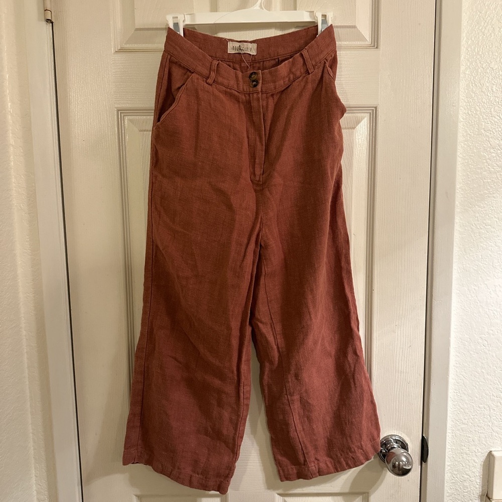 Pink Wide Leg Linen Pants
